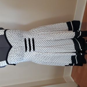 Chic Star White with Black Polka Dot Swing Dress